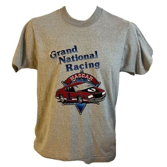 Screen Stars 80's NASCAR Racing Gray T-Shirt. Size Medium - Picture 1 of 6